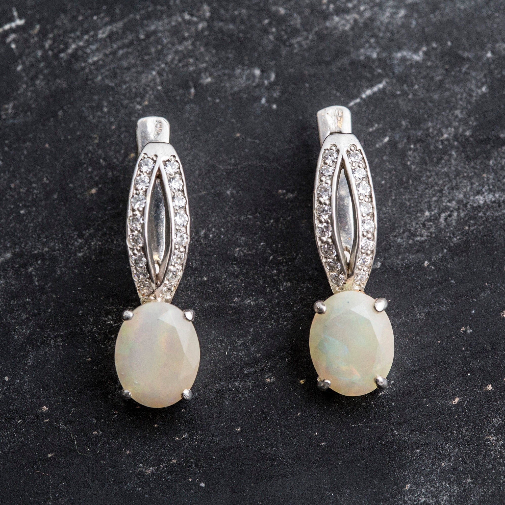 Unique Opal Earrings, Natural Opal, Ethiopian Opal, Fire Opal, Opal Earrings, Vintage Earrings, October Birthstone, Silver Earrings, Opal