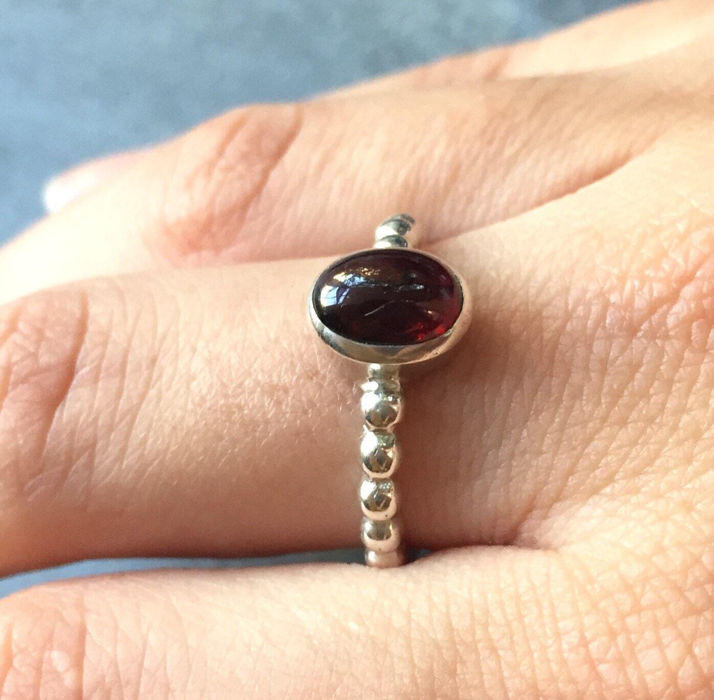 Garnet Ring, January Birthstone, Natural Garnet, January Ring, Red Garnet Ring, 1 Carat, Vintage Rings, Vintage Ring, Solid Silver Ring