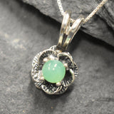 Chrysoprase Necklace - Dainty Green Pendant - Vintage Rose Necklace