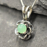 Chrysoprase Necklace - Dainty Green Pendant - Vintage Rose Necklace