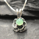 Chrysoprase Necklace - Dainty Green Pendant - Vintage Rose Necklace