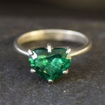 Emerald Heart Ring, Created Emerald, Green Heart Ring, Promise Ring, Proposal Ring, 3 Carat Ring, Heart Ring, Love Ring, Solid Silver Ring