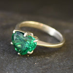 Emerald Heart Ring, Created Emerald, Green Heart Ring, Promise Ring, Proposal Ring, 3 Carat Ring, Heart Ring, Love Ring, Solid Silver Ring