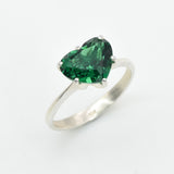 Created Emerald Ring made in 925 Sterling Silver with Heart Created Green Emerald in Solitaire setting, May Birthstone gift idea, symbolizes, ideal for everyday wear and perfect for birthday gifting and special occasions.