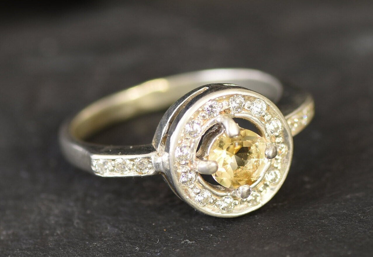 Citrine Ring, Natural Citrine, November Birthstone, Vintage Ring, November Ring, Yellow Ring, Solid Silver Ring, Dainty Ring, Antique Ring
