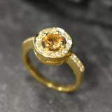 Dainty Citrine Gold Ring - Natural Citrine Ring - November Birthstone Ring