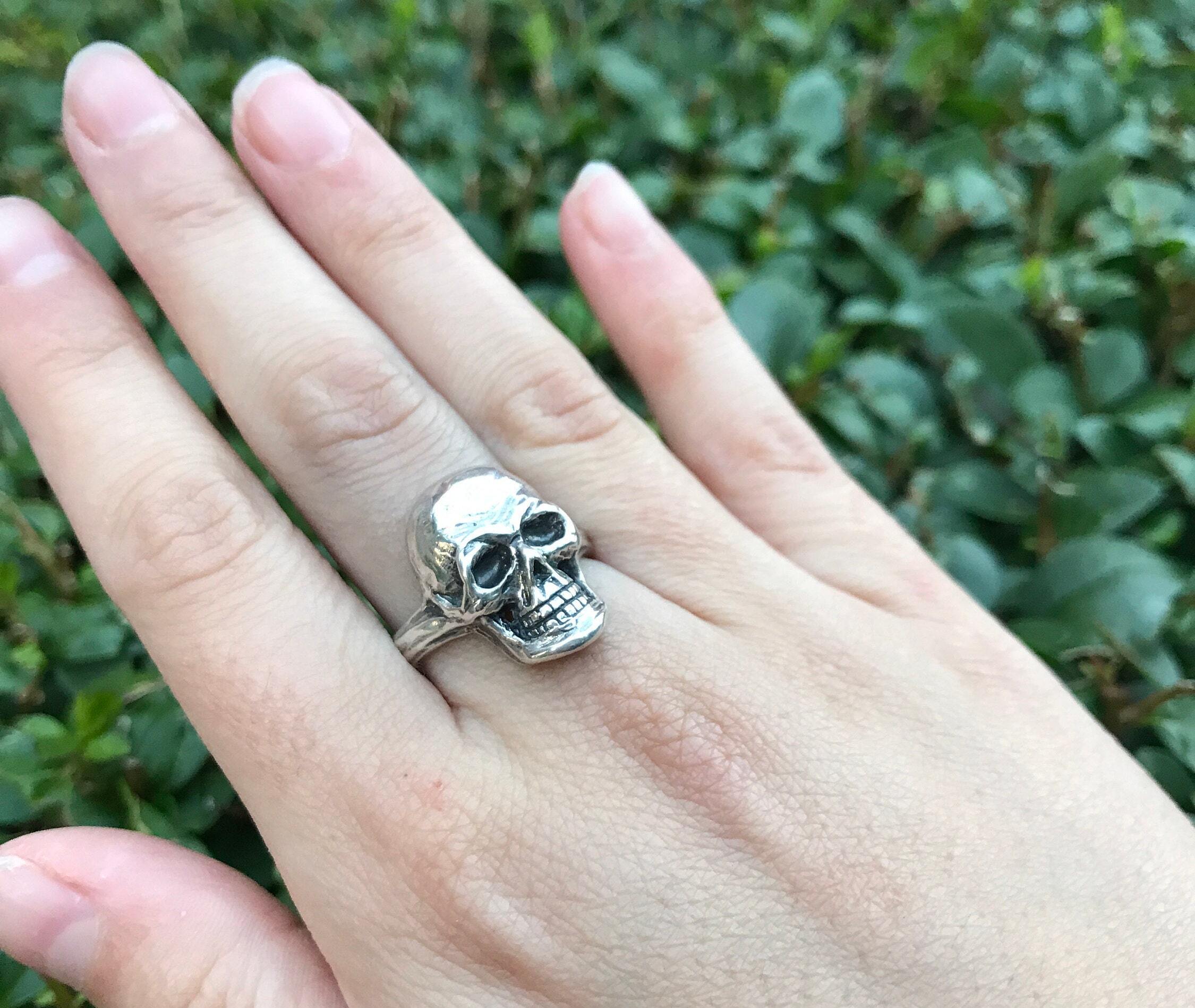 Skeleton Ring, Skull Ring, Solid Silver Ring, Large Skull Ring, Sterling Silver Ring, Artistic Ring, Unique Ring, Punk Ring, Large Skeleton