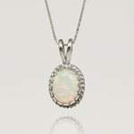 Natural Ethiopian Opal Pendant made in 925 Sterling Silver with Oval Natural Fire Ethiopian Opal in setting, October Birthstone gift idea, symbolizes hope, purity, and truth, ideal for everyday wear and perfect for birthday gifting and special occasions.