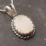 Fire Opal Pendant - Vintage Opal Necklace - Victorian Opal Necklace