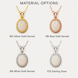 Charming 18k Gold Vermeil pendant featuring a captivating Oval Natural Fire Ethiopian Opal, perfect for special occasions.