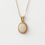 Natural Ethiopian Opal Pendant made in 18k Gold Vermeil with Oval Natural Fire Ethiopian Opal in setting, October Birthstone gift idea, symbolizes hope, purity, and truth, ideal for everyday wear and perfect for birthday gifting and special occasions.