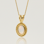 Stunning 18k Gold Vermeil pendant with a vibrant Oval Natural Fire Ethiopian Opal, a symbol of October birthstone charm.
