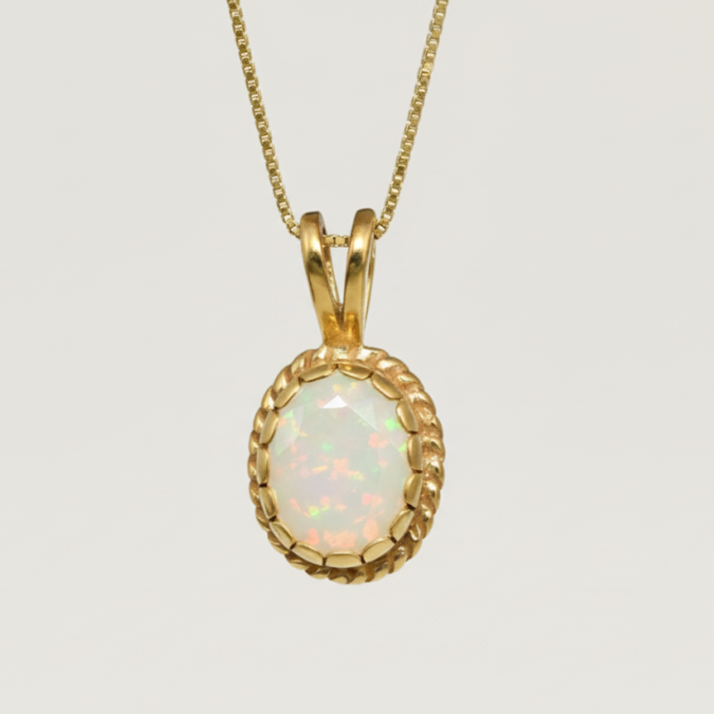 Natural Ethiopian Opal Pendant made in 18k Gold Vermeil with Oval Natural Fire Ethiopian Opal in setting, October Birthstone gift idea, symbolizes hope, purity, and truth, ideal for everyday wear and perfect for birthday gifting and special occasions.