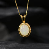 Antique Opal Pendant - Natural Fire Opal Necklace, Gold Opal Pendant