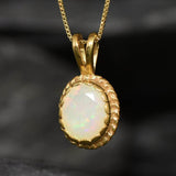 Antique Opal Pendant - Natural Fire Opal Necklace, Gold Opal Pendant