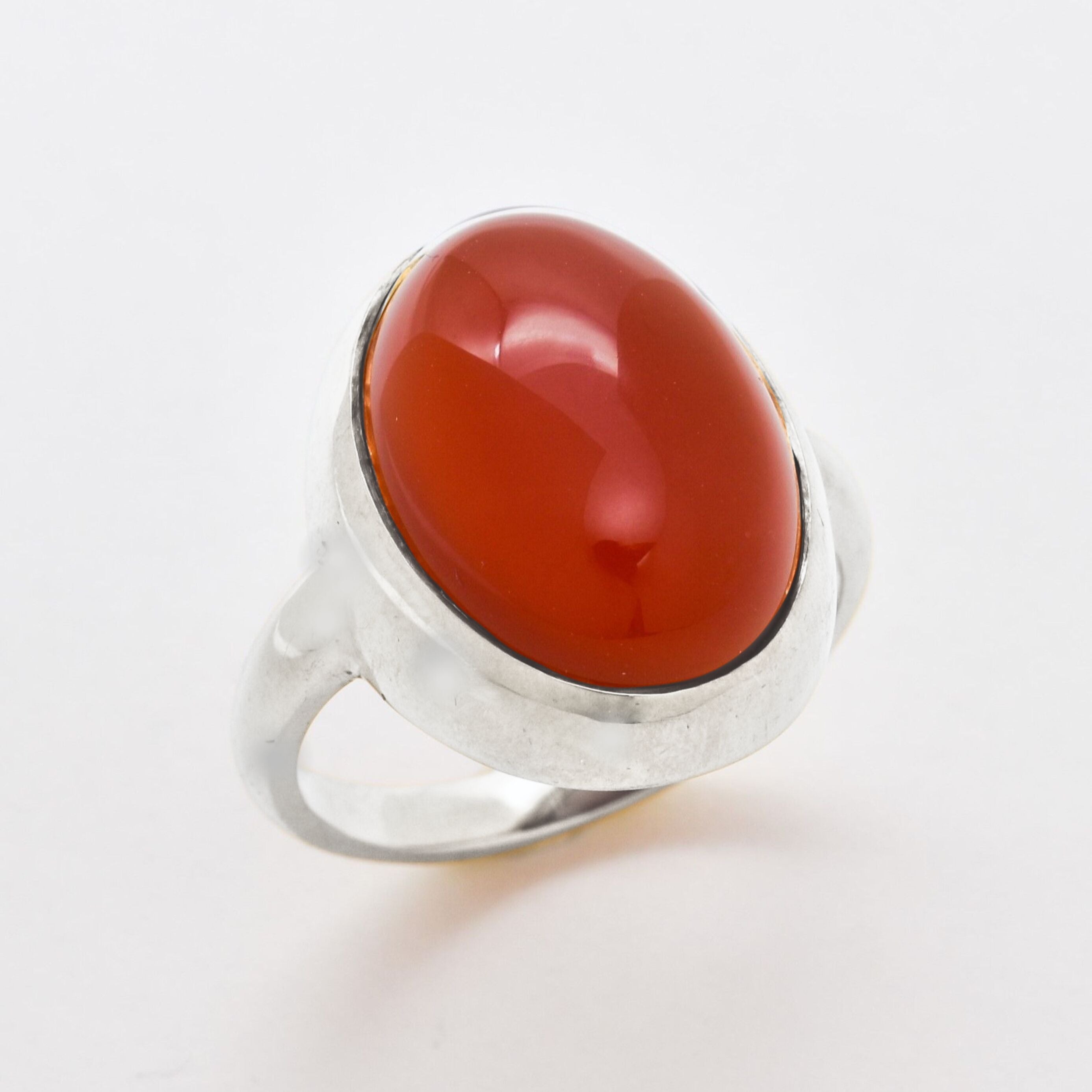A beautiful chunky ring with a natural carnelian, crafted Solid 925 Sterling Silver