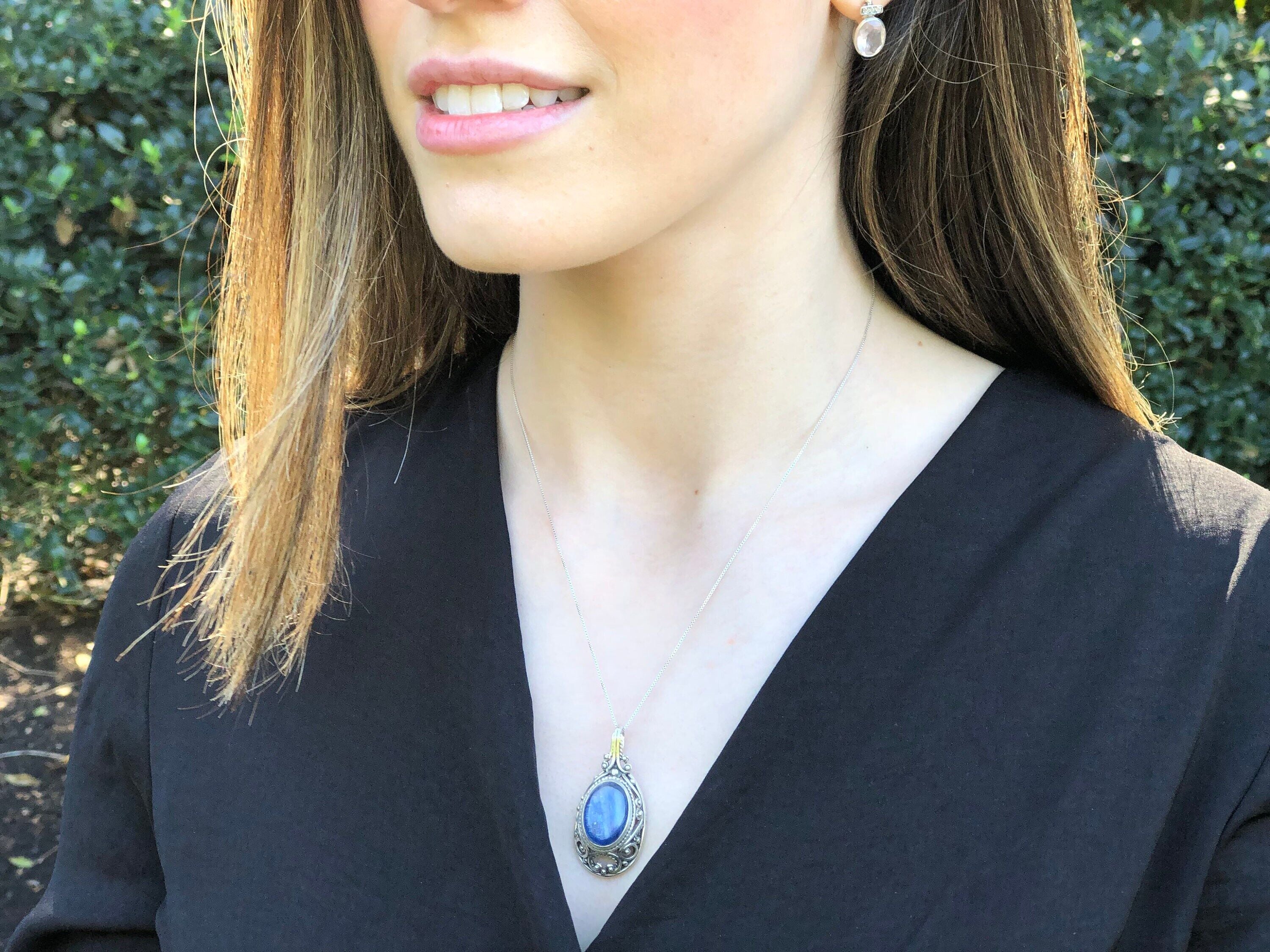 Statement Pendant, Blue Kyanite, Natural Kyanite, Blue Pendant, Artistic Pendant, Vintage Blue Pendant, Solid Silver Pendant, Kyanite