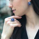 Cluster Sapphire Ring - Blue Statement Ring - Vintage Sphere Ring