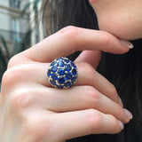 Cluster Sapphire Ring - Blue Statement Ring - Vintage Sphere Ring