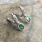 Drop Emerald Earrings - Green Vintage Earrings, Ancient Emerald Earrings