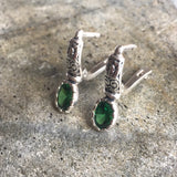 Drop Emerald Earrings - Green Vintage Earrings, Ancient Emerald Earrings