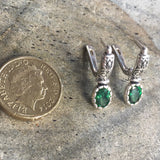 Drop Emerald Earrings - Green Vintage Earrings, Ancient Emerald Earrings