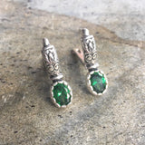 Green Emerald Earrings - Vintage Drop Earrings - Gold Tribal Earrings
