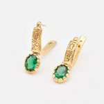 Stunning 18k Gold Vermeil Emerald Earrings with prong-set oval emeralds, ideal for everyday elegance and May birthday gifts.