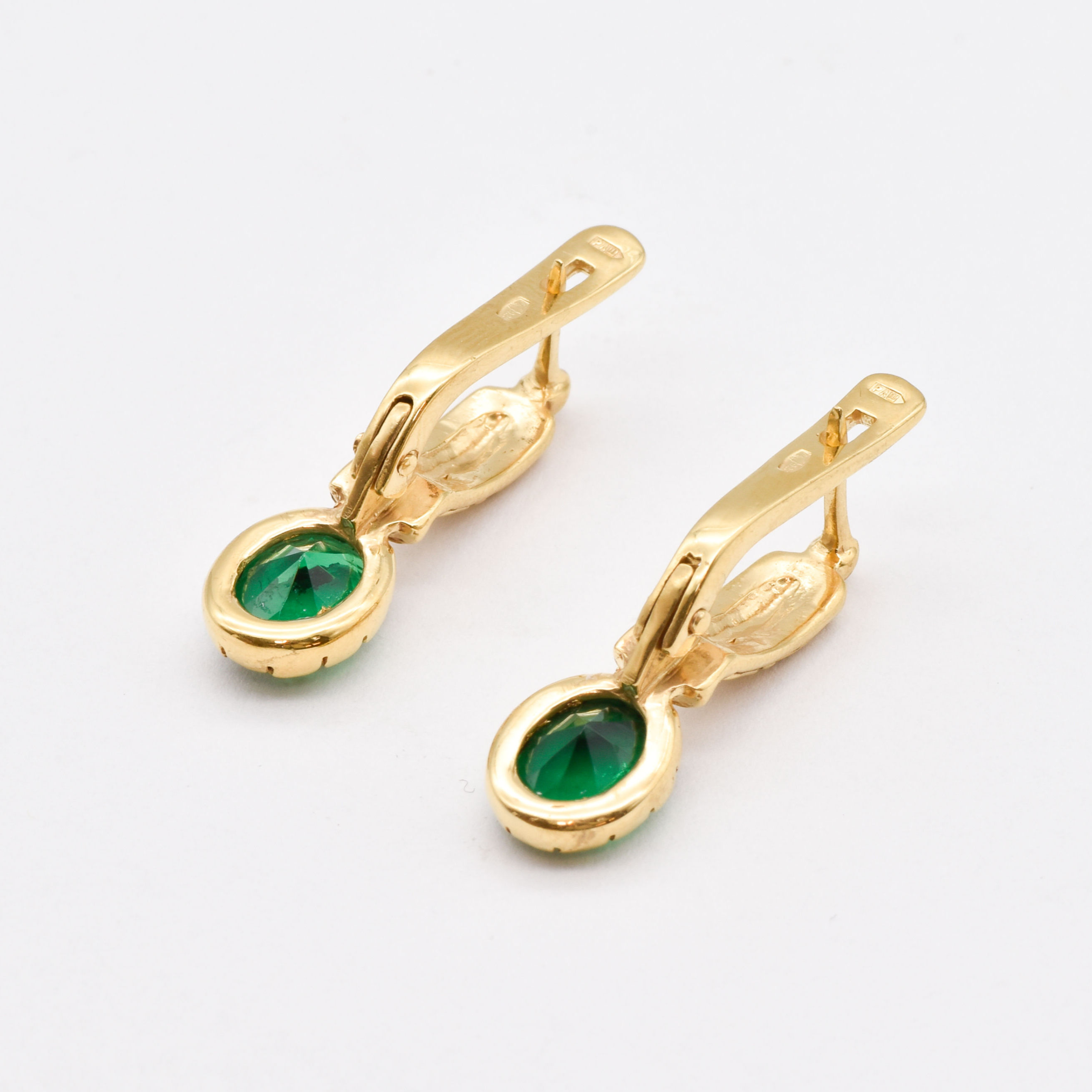 Charming Created Emerald Earrings in 18k Gold Vermeil, a stylish choice for everyday wear and special May birthday celebrations.