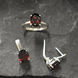 Garnet Earrings, Natural Garnet, January Birthstone, Red Dainty Earrings, Red Diamond Studs, Red Vintage Earrings, Solid Silver Earrings