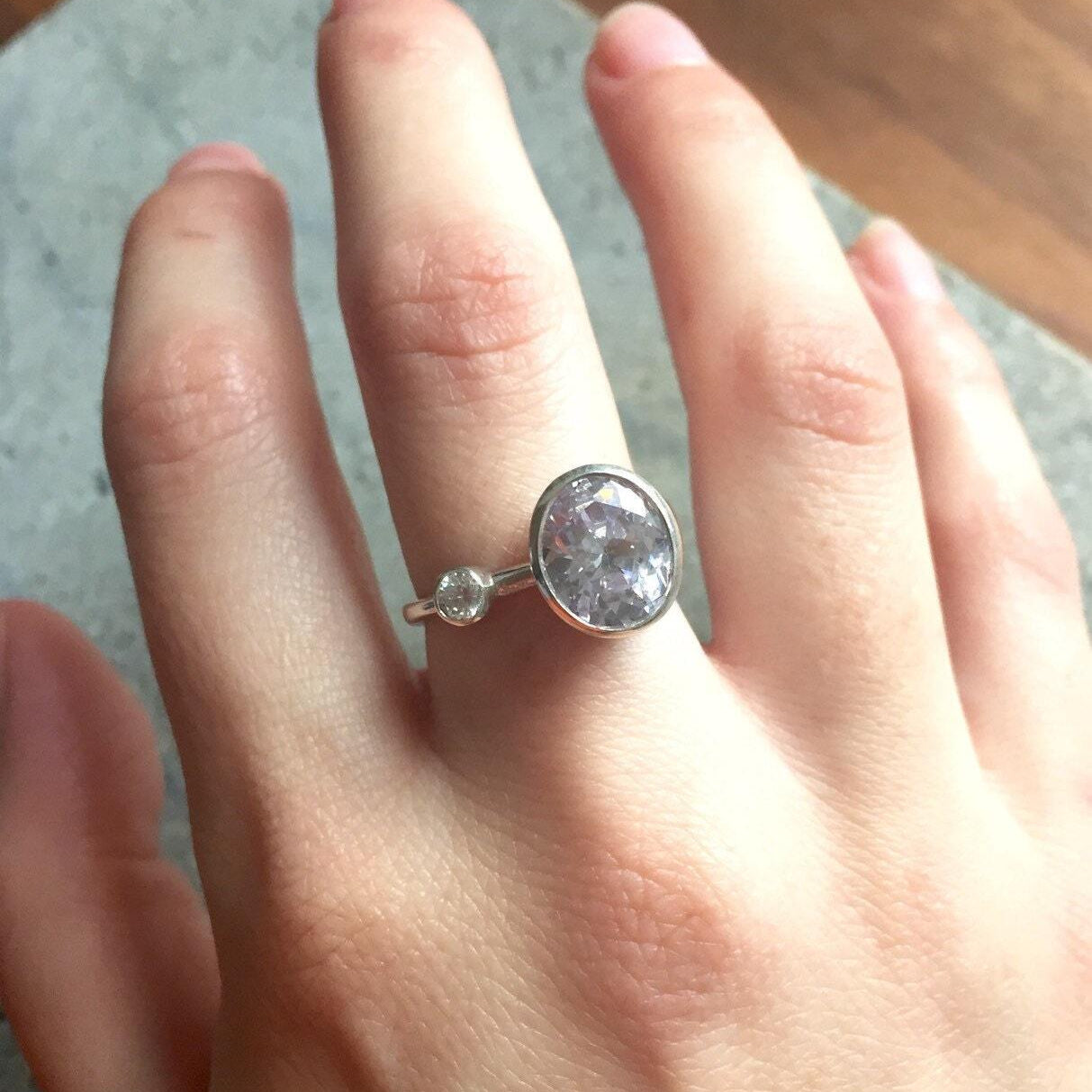 Engagement Ring, Diamond Ring, Created Diamond Ring, Two Stone Ring, Bridal Diamond Ring, Sparkly Ring, Promise Ring, Solid Silver Ring