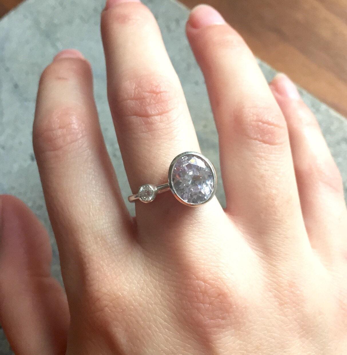 Engagement Ring, Diamond Ring, Created Diamond Ring, Two Stone Ring, Bridal Diamond Ring, Sparkly Ring, Promise Ring, Solid Silver Ring