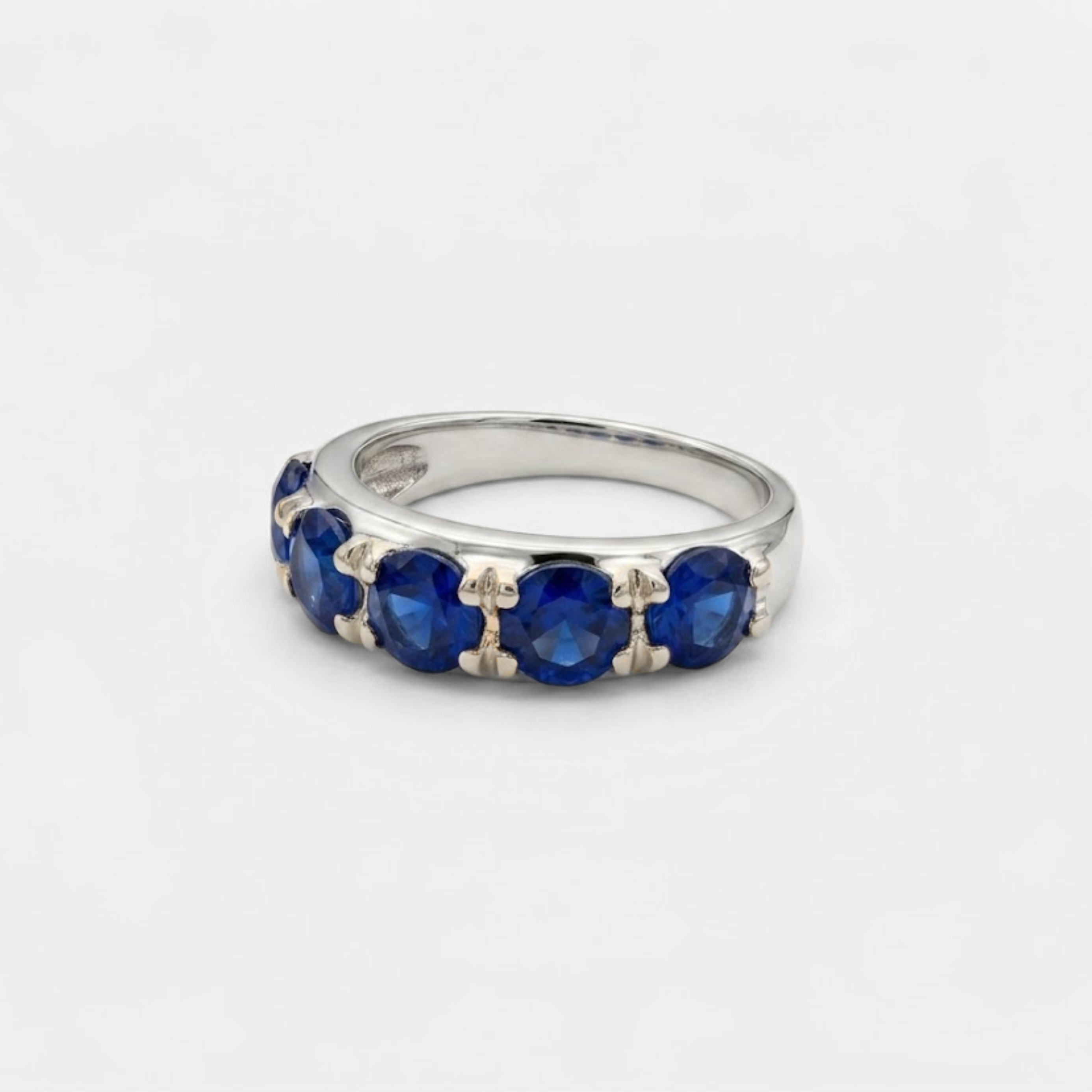 Created Sapphire Ring made in 925 Sterling Silver with Round Created Blue Sapphire in Prong setting, September Birthstone gift idea, symbolizes sincerity, truth, and faithfulness, ideal for everyday wear and perfect for birthday gifting and special occasions.