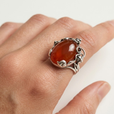 Carnelian Ring - Leaf Carnelian Ring - Boho Statement Ring