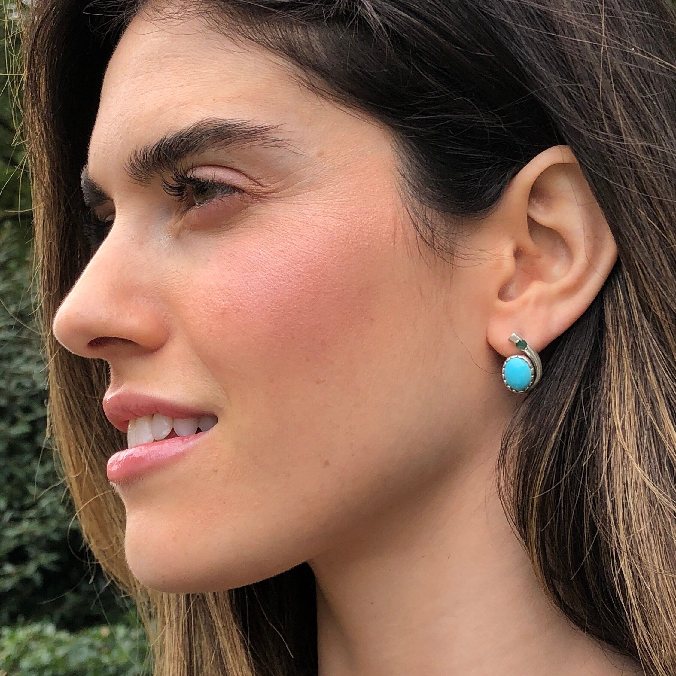 Turquoise Earrings, Natural Turquoise, Emerald Earrings, Vintage Turquoise, Arizona Turquoise, Natural Emerald, Vintage Turquoise Earrings