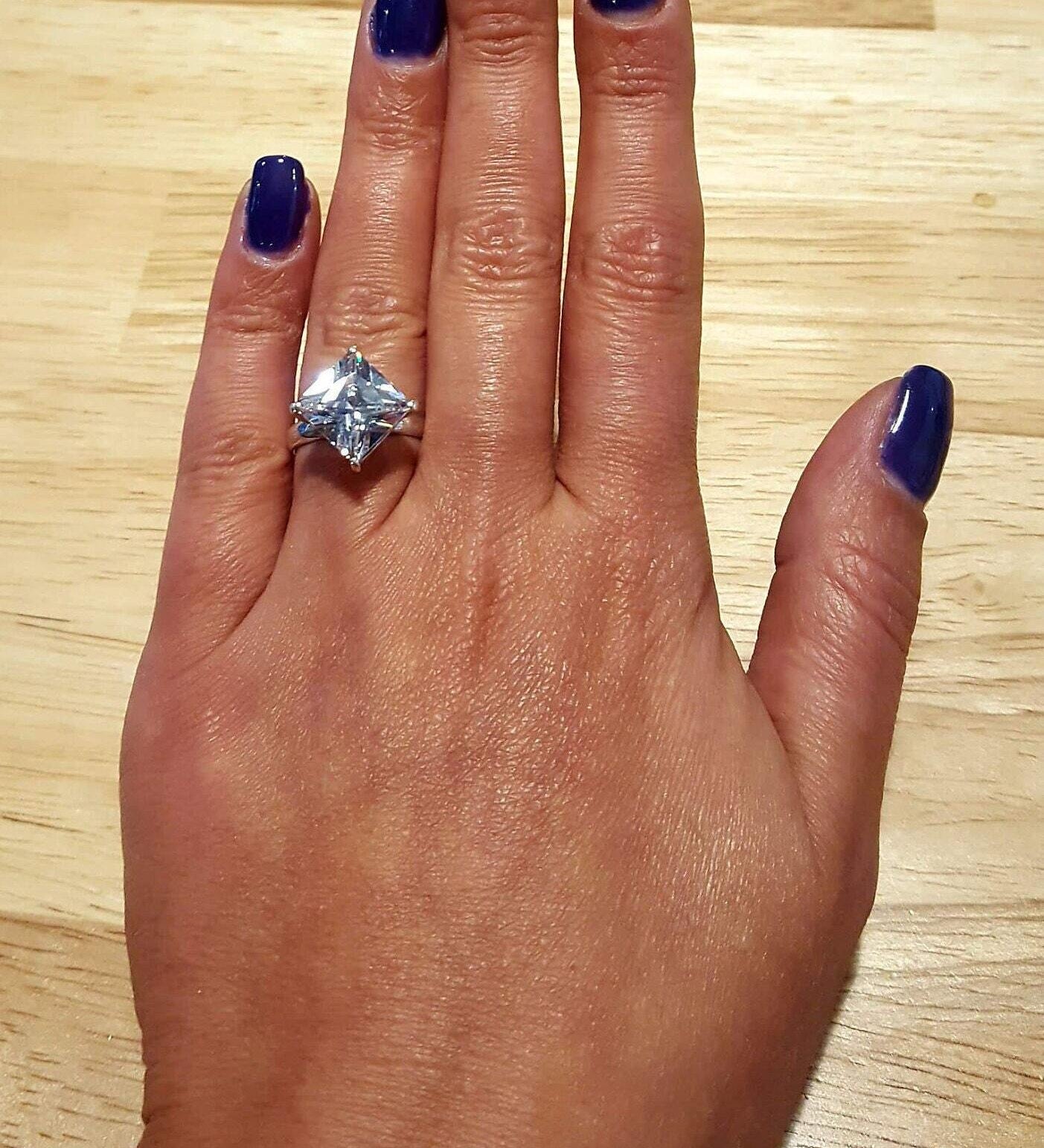 Rhombus Ring, Created Diamond Ring, Created Diamond, Sparkly Ring, Unique Ring, Engagement Ring, Square Ring, Solid Silver Ring, Diamond