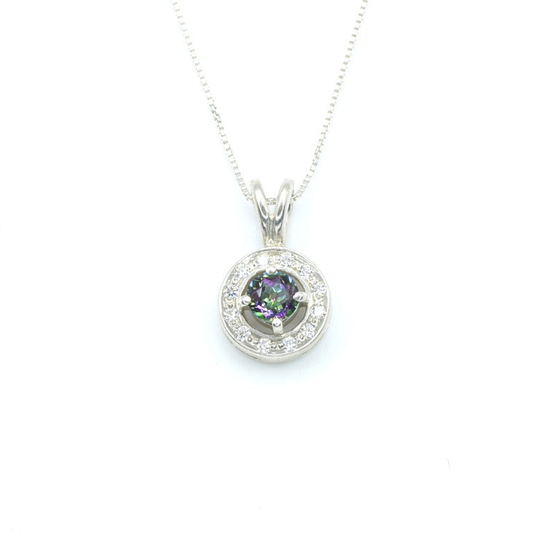 Round Pendant, Mystic Topaz Pendant, Topaz Pendant, Purple Pendant, December Birthstone, Unique Pendant, Solid Silver Pendant, Mystic Topaz