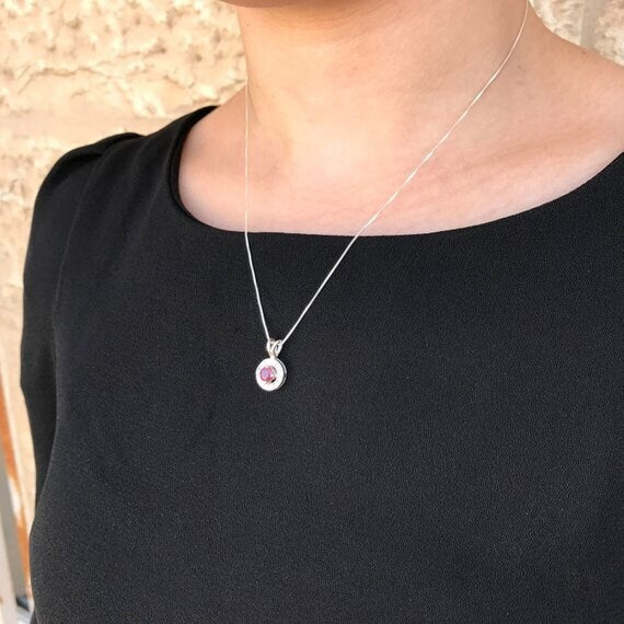 Round Pendant, Mystic Topaz Pendant, Topaz Pendant, Purple Pendant, December Birthstone, Unique Pendant, Solid Silver Pendant, Mystic Topaz