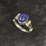 Genuine Tanzanite Ring - Blue Promise Ring - Vintage Oval Ring