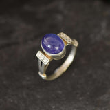 Genuine Tanzanite Ring - Blue Promise Ring - Vintage Oval Ring