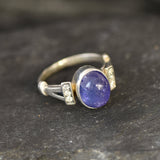 Genuine Tanzanite Ring - Blue Promise Ring - Vintage Oval Ring