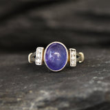 Genuine Tanzanite Ring - Blue Promise Ring - Vintage Oval Ring