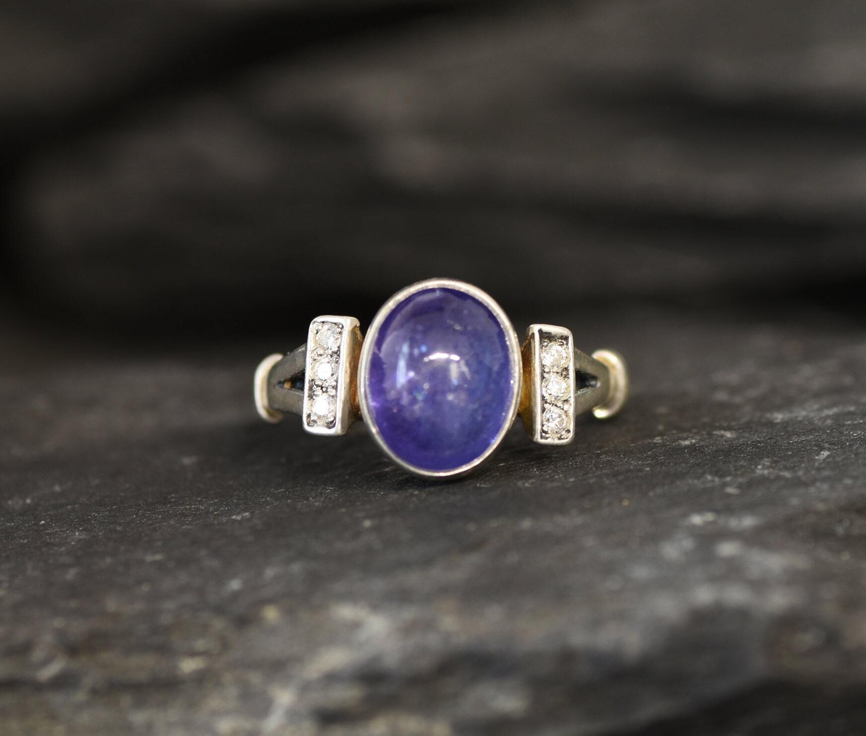Tanzanite Ring, Natural Tanzanite, Antique Ring, December Birthstone, Blue Solitaire Ring, 2 Carat Ring, Dainty Oval Ring, Solid Silver Ring