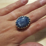 Statement Kyanite Ring - Genuine Kyanite Ring - Large Bezel Ring