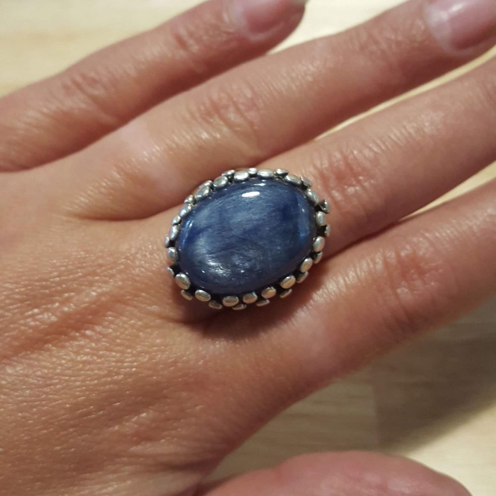 Big Kyanite Ring, Blue Kyanite Ring, Natural Kyanite, Vintage Blue Rings, Large Stone Ring, Unique Design, Solid Silver Ring, Kyanite Ring