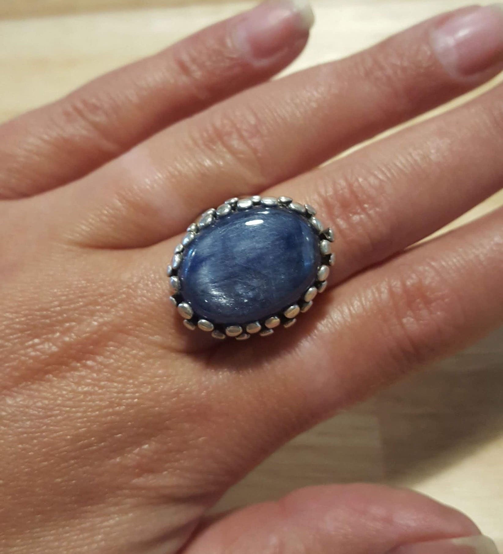 Big Kyanite Ring, Blue Kyanite Ring, Natural Kyanite, Vintage Blue Rings, Large Stone Ring, Unique Design, Solid Silver Ring, Kyanite Ring