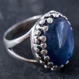 Statement Kyanite Ring - Genuine Kyanite Ring - Large Bezel Ring