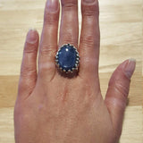 Statement Kyanite Ring - Genuine Kyanite Ring - Large Bezel Ring