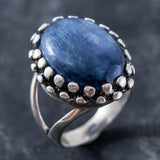 Statement Kyanite Ring - Genuine Kyanite Ring - Large Bezel Ring