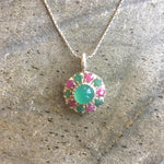 Emerald Pendant, Natural Emerald, Ruby Pendant, Chrysoprase Pendant, Vintage Emerald, Australian Chrysoprase, Solid Silver, Silver Pendant